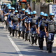 Security personnel patrol the city of Ahmedabad in preparation for Trump’s visit.